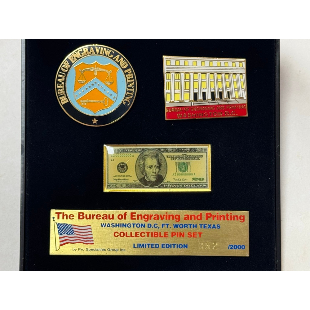 The Bureau of Engraving & Printing Limited Edition Pin Set Numbered 352/2000